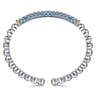 14K Yellow Gold and 925 Sterling Silver Bujukan and London Blue Topaz Bangle Bracelet