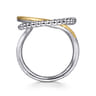14K Yellow Gold and 925 Sterling Silver Bujukan and White Sapphire Multi Round Link Fashion Ring