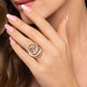 14K Yellow Gold and 925 Sterling Silver Bujukan and White Sapphire Multi Round Link Fashion Ring