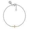 14K Yellow Gold and 925 Sterling Silver Diamond Cross Chain Bracelet - 0.08 ct