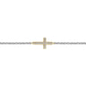 14K Yellow Gold and 925 Sterling Silver Diamond Cross Chain Bracelet - 0.08 ct