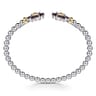 14K Yellow Gold and 925 Sterling Silver Garnet Flower Bangle Bracelet