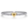 14K Yellow Gold and 925 Sterling Silver Heart Bujukan Bangle Bracelet