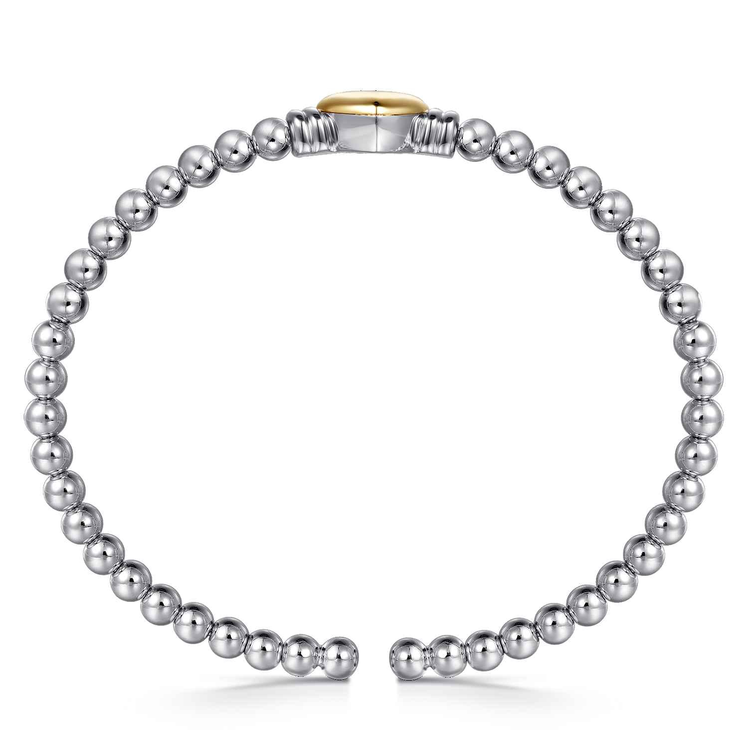 14K Yellow Gold and 925 Sterling Silver Heart Bujukan Bangle Bracelet - Shot 3