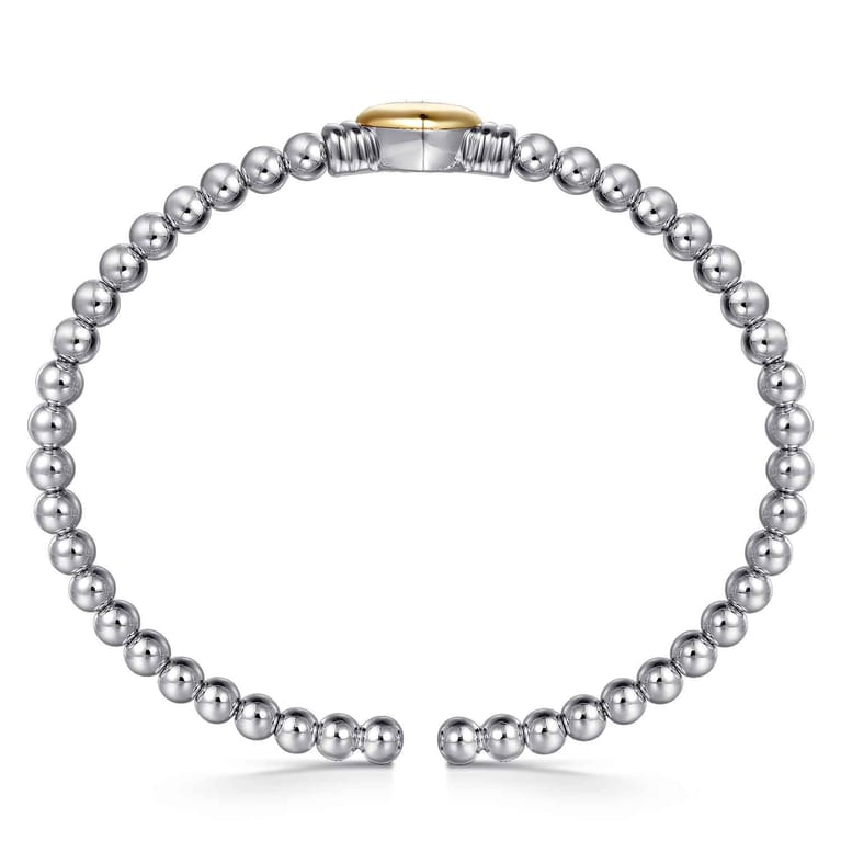 14K Yellow Gold and 925 Sterling Silver Heart Bujukan Bangle Bracelet - Shot 3