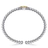14K Yellow Gold and 925 Sterling Silver Heart Bujukan Bangle Bracelet