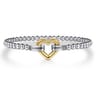 14K Yellow Gold and 925 Sterling Silver Heart Lock Bujukan Bangle