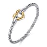 14K Yellow Gold and 925 Sterling Silver Heart Lock Bujukan Bangle