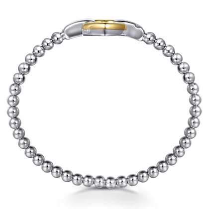14K Yellow Gold and 925 Sterling Silver Heart Lock Bujukan Bangle