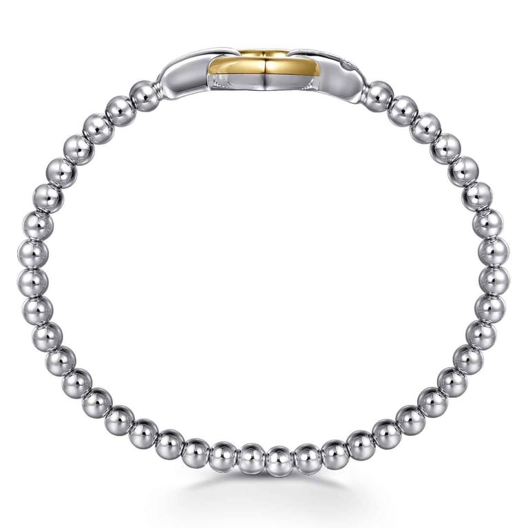 14K Yellow Gold and 925 Sterling Silver Heart Lock Bujukan Bangle - Shot 3