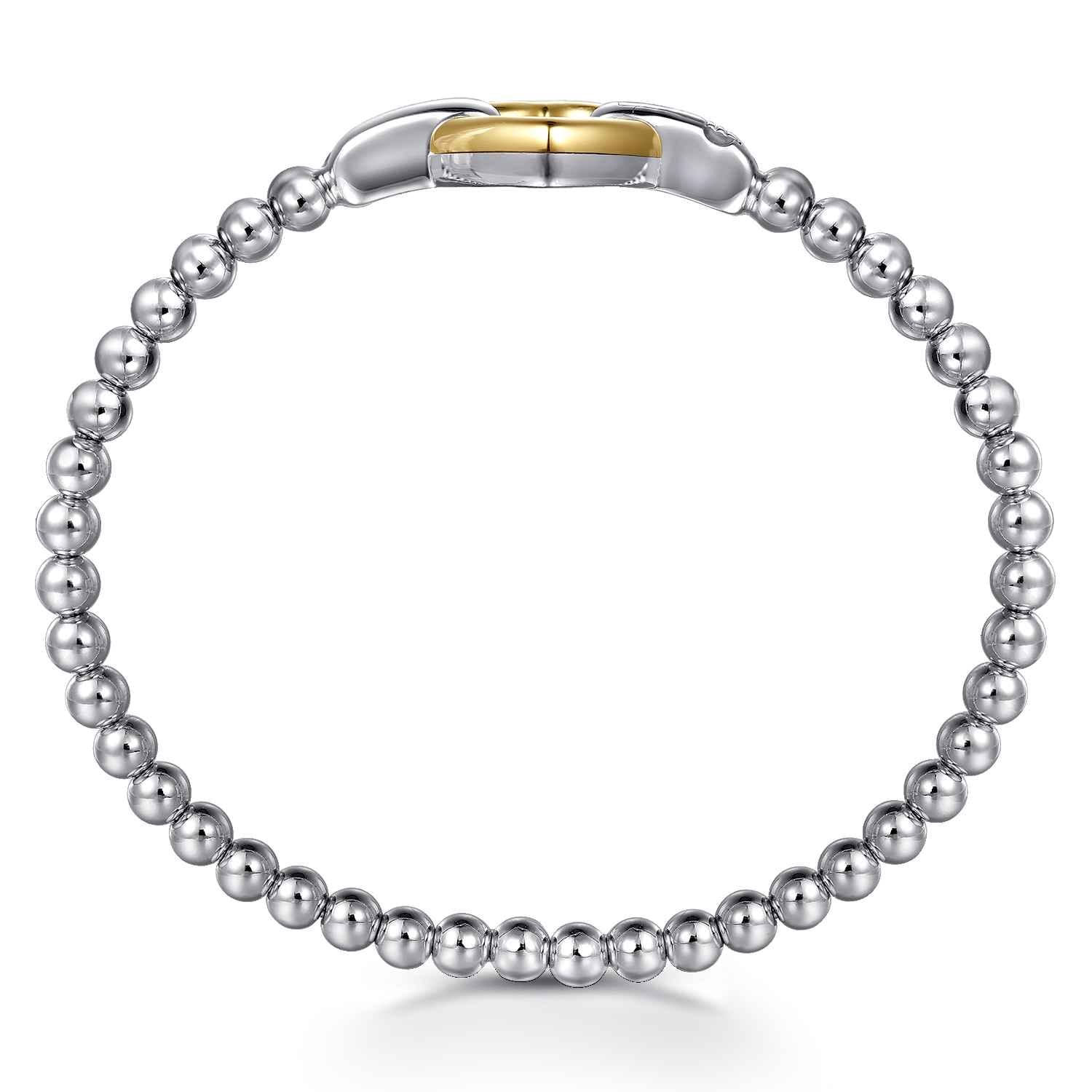 14K Yellow Gold and 925 Sterling Silver Heart Lock Bujukan Bangle - Shot 3