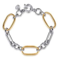 14K-Yellow-Gold-and-925-Sterling-Silver-Hollow-Link-Chain-Bracelet1