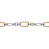 14K Yellow Gold and 925 Sterling Silver Hollow Link Chain Bracelet