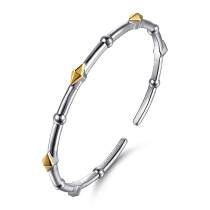 14K Yellow Gold and 925 Sterling Silver Kite Shape Bujukan Bangle Bracelet