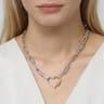 14K Yellow Gold and 925 Sterling Silver Link Chain Bujukan Heart Necklace