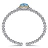 14K Yellow Gold and 925 Sterling Silver Oval Blue Topaz Bujukan Open Bangle Bracelet