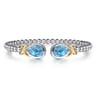 14K Yellow Gold and 925 Sterling Silver Pear Shape Blue Topaz Bujukan Bangle