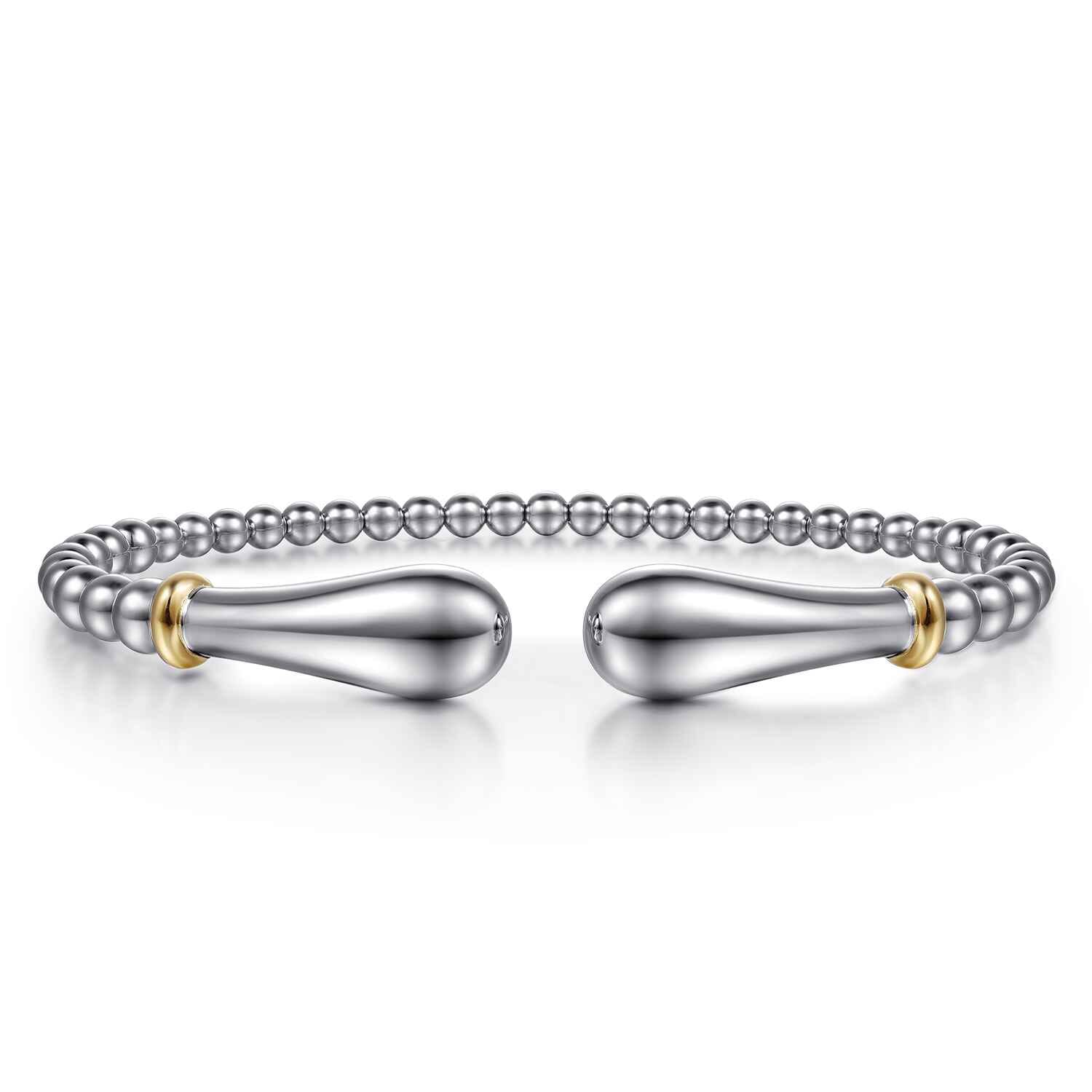 14K Yellow Gold and 925 Sterling Silver Pear Shape Split Bangle Bracelet - Shot 1