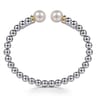 14K Yellow Gold and 925 Sterling Silver Pearl and Bujukan Bangle Bracelet