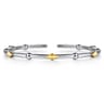 14K Yellow Gold and 925 Sterling Silver Rhombus Shape Bujukan Bangle Bracelet
