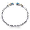 14K Yellow Gold and 925 Sterling Silver Round Shape Blue Topaz Bujukan Bangle