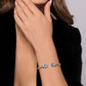 14K Yellow Gold and 925 Sterling Silver Round Shape Blue Topaz Bujukan Bangle