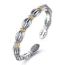 14K Yellow Gold and 925 Sterling Silver Shrimp Texture Bujukan Cuff Bracelet