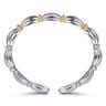 14K Yellow Gold and 925 Sterling Silver Shrimp Texture Bujukan Cuff Bracelet