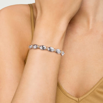 14K Yellow Gold and 925 Sterling Silver Shrimp Texture Bujukan Cuff Bracelet