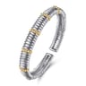 14K Yellow Gold and 925 Sterling Silver Shrimp Texture Bujukan Split Bangle Bracelet