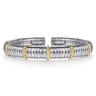 14K Yellow Gold and 925 Sterling Silver Shrimp Texture Bujukan Split Bangle Bracelet
