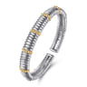 14K Yellow Gold and 925 Sterling Silver Shrimp Texture Bujukan Split Bangle Bracelet