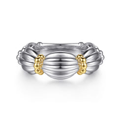 14K-Yellow-Gold-and-925-Sterling-Silver-Shrimp-Texture-Bujukan-Wide-Band1