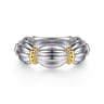 14K Yellow Gold and 925 Sterling Silver Shrimp Texture Bujukan Wide Band