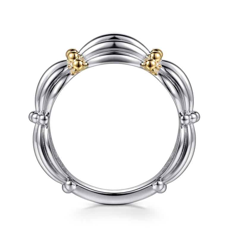 14K Yellow Gold and 925 Sterling Silver Shrimp Texture Bujukan Wide Band - Shot 2