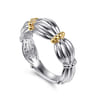 14K Yellow Gold and 925 Sterling Silver Shrimp Texture Bujukan Wide Band