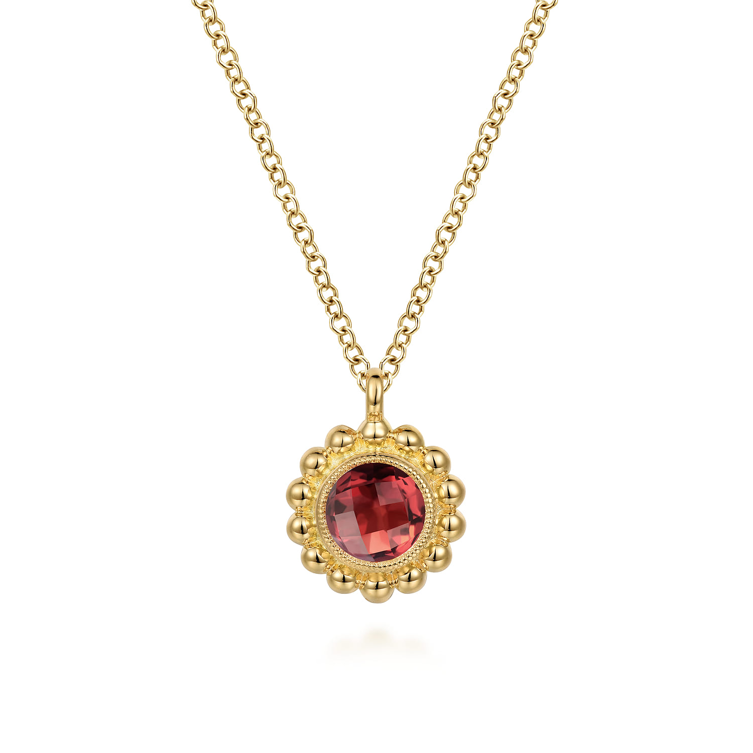 14K Yellow Gold and Garnet Bujukan Pendant Necklace - Shot 1