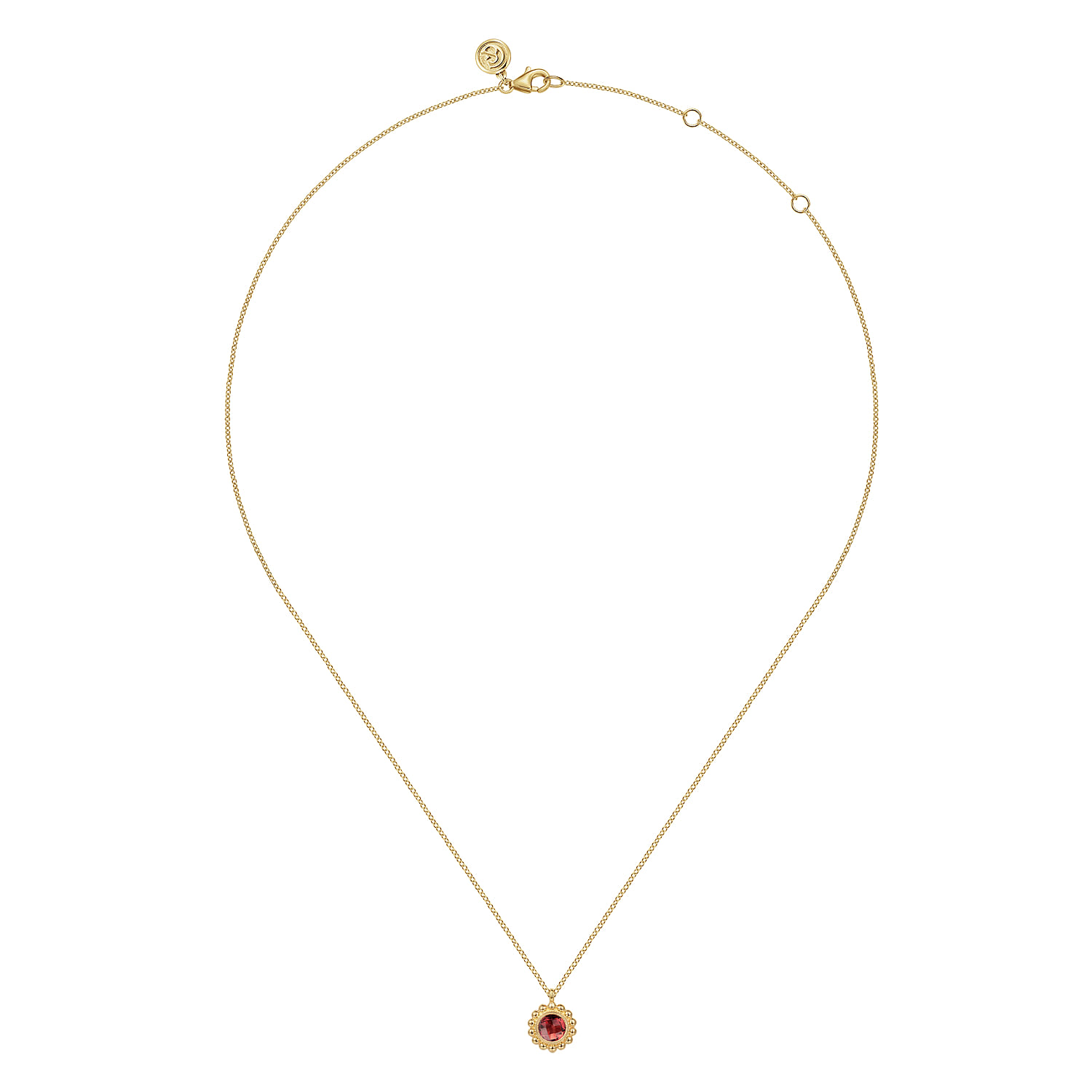 14K Yellow Gold and Garnet Bujukan Pendant Necklace - Shot 2
