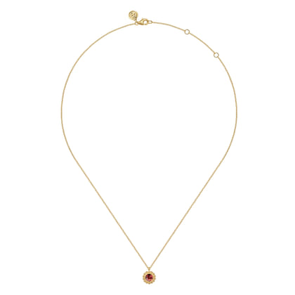 14K Yellow Gold and Garnet Bujukan Pendant Necklace