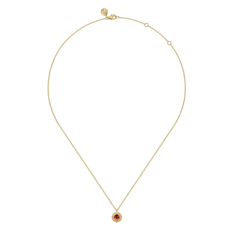 14K Yellow Gold and Garnet Bujukan Pendant Necklace - Shot 2