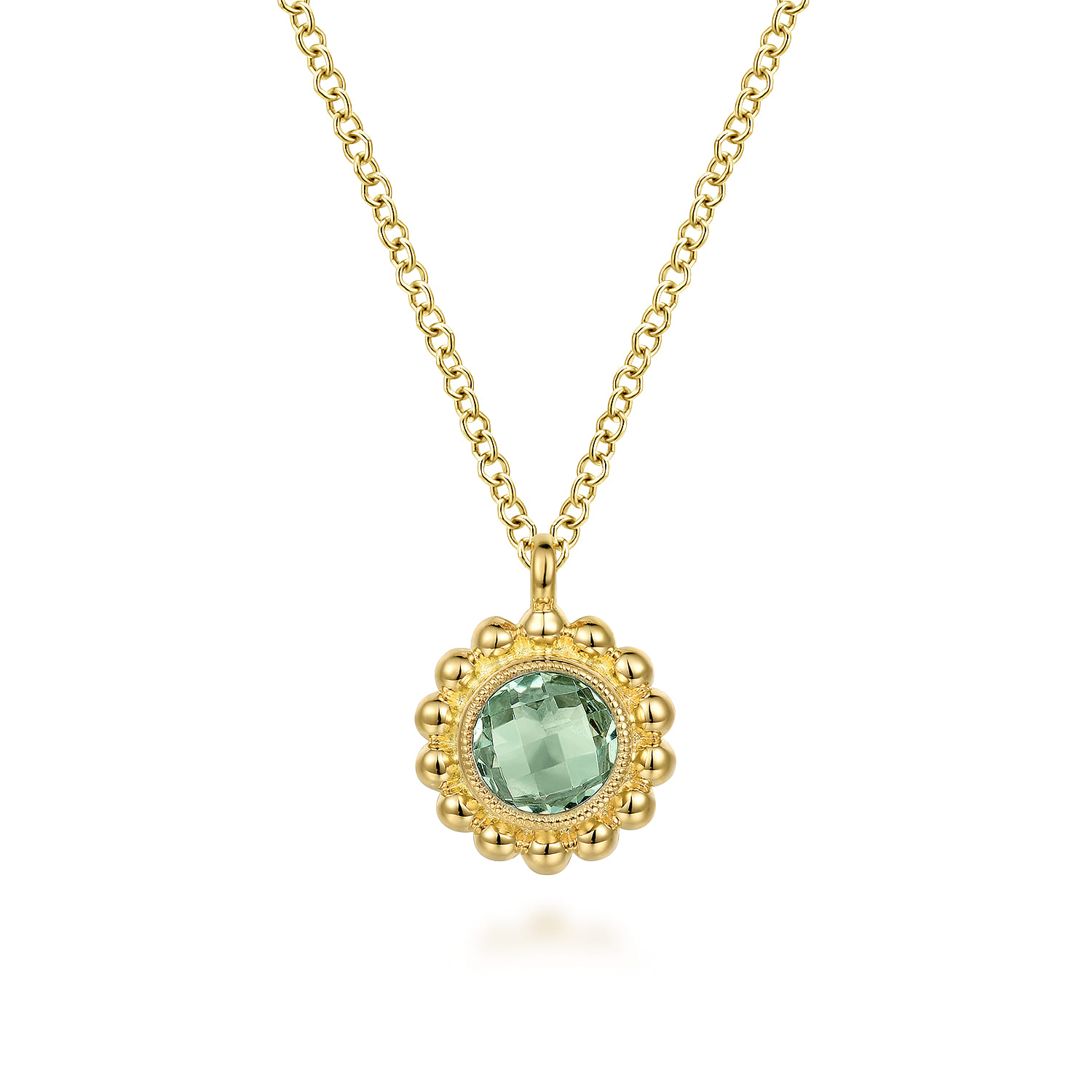 14K Yellow Gold and Green Amethyst Bujukan Pendant Necklace - Shot 1
