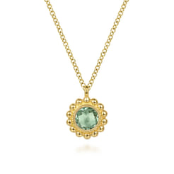 14K Yellow Gold and Green Amethyst Bujukan Pendant Necklace