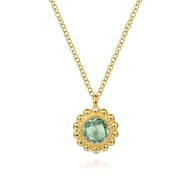 14K Yellow Gold and Green Amethyst Bujukan Pendant Necklace