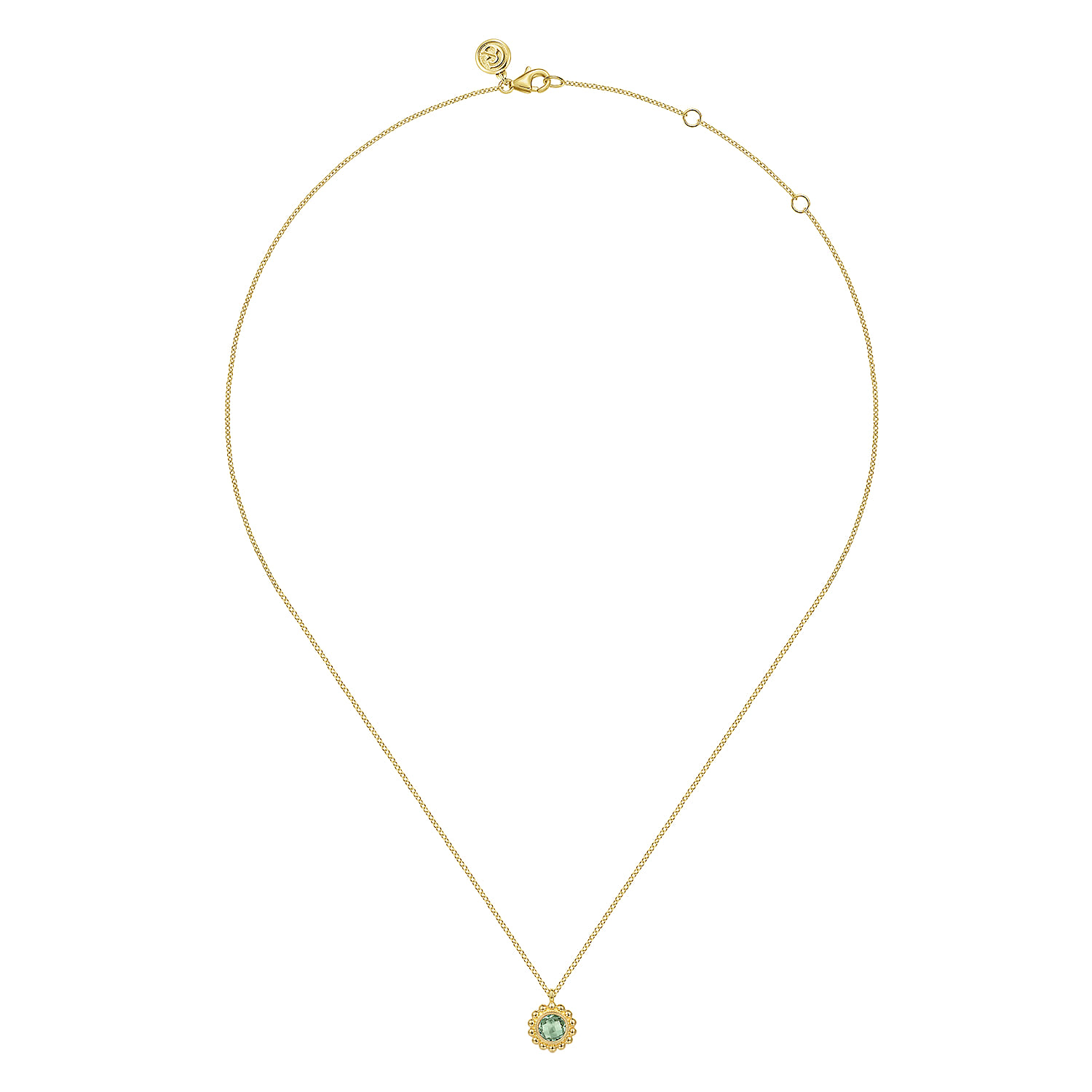14K Yellow Gold and Green Amethyst Bujukan Pendant Necklace - Shot 2