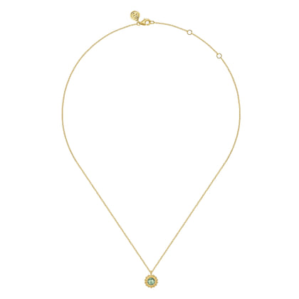 14K Yellow Gold and Green Amethyst Bujukan Pendant Necklace