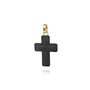14K Yellow Gold and Titanium Cross Pendant