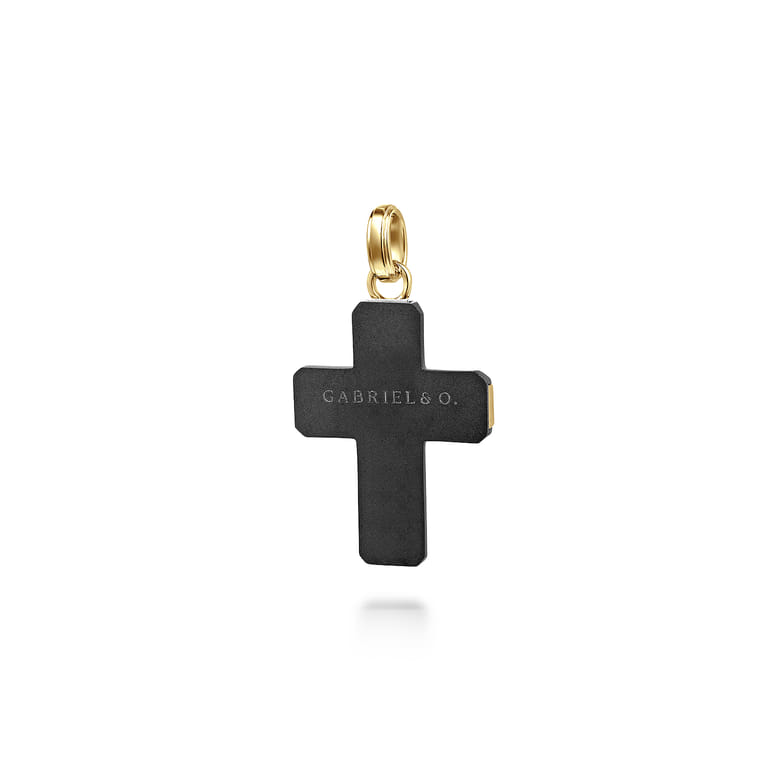 14K Yellow Gold and Titanium Cross Pendant - Shot 2