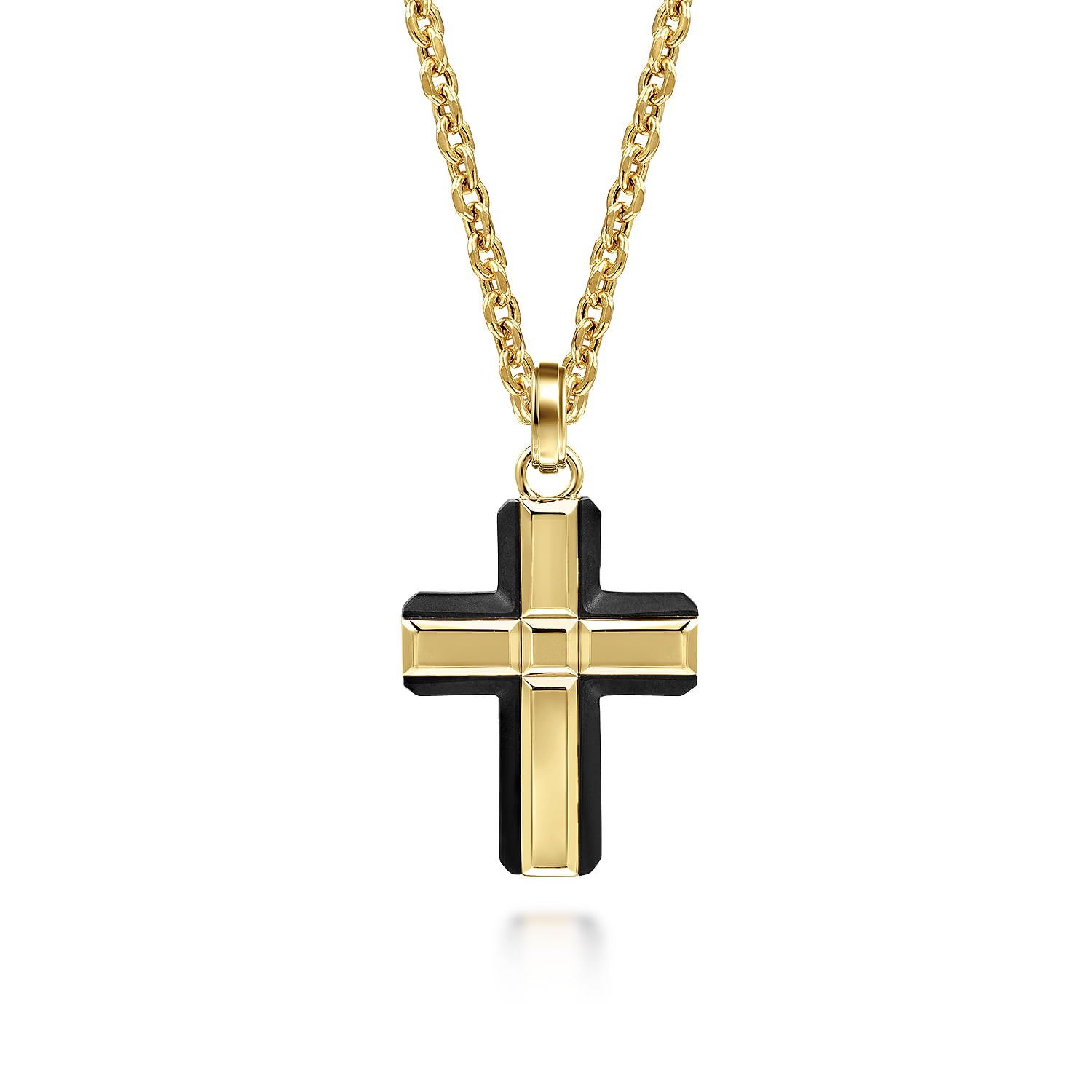 14K Yellow Gold and Titanium Cross Pendant - Shot 3