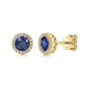 14K Yellow GoldSapphire Halo Stud Earrings - 0.1 ct