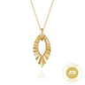 14K Yellow Plain Gold Augmented Marquise Shape Diamond Cut Pendant Necklace